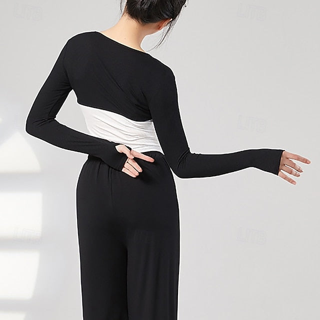 Activewear Top Pure Color Splicing Women's Performance