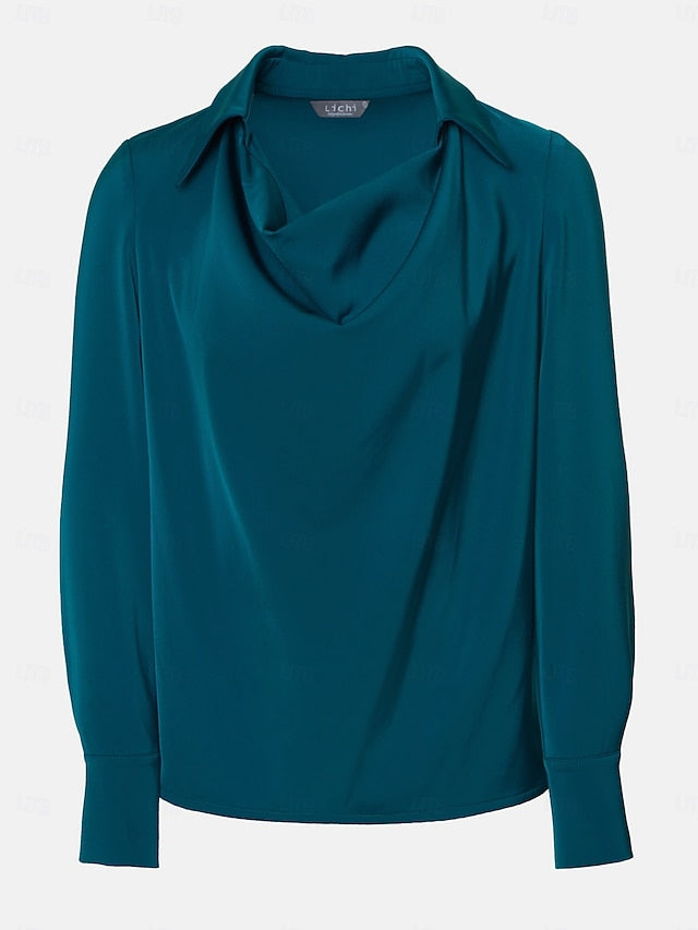 Women's Shirt Elegant Dressy Satin Top Solid Color Basic