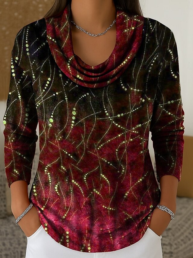 Women's Tunic Tee Print Tiered Ombre Graphic Abstract
