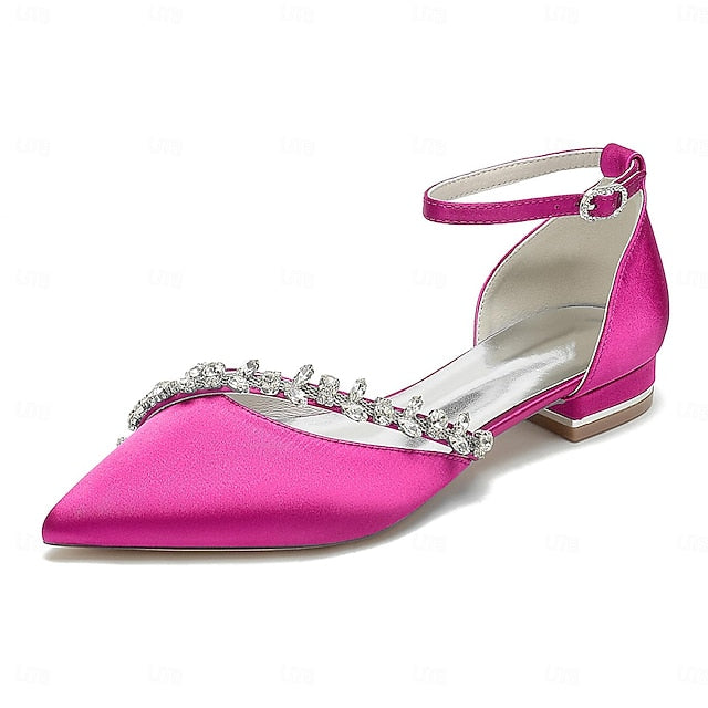 White Elegant Wedding Satin Flats Pointed Women's – Toe