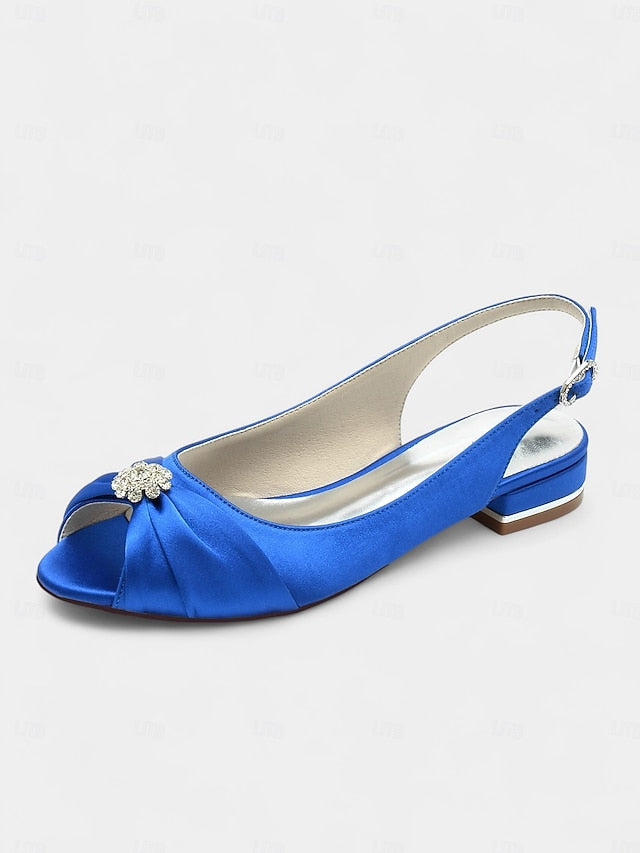 Satin Heels Crystal Wedding Women's Slingback with