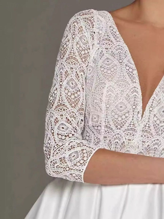 A-Line the Tea of Dress Elegant Mother Neck Bride V Simple