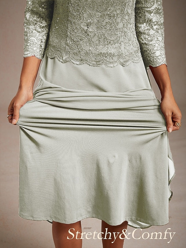 Women's Midi Dress Chiffon Dress A Line Dress Lace Sequins