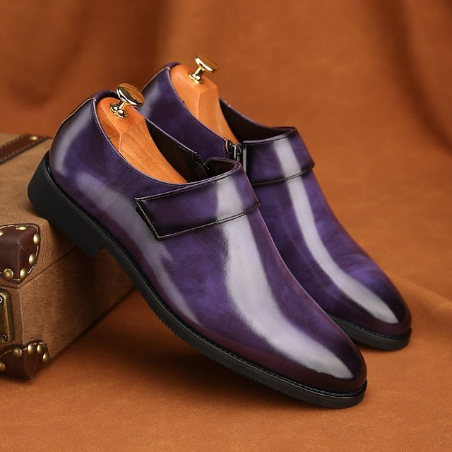 Men's Leather Business Shoes Slip-On Loafers Brown