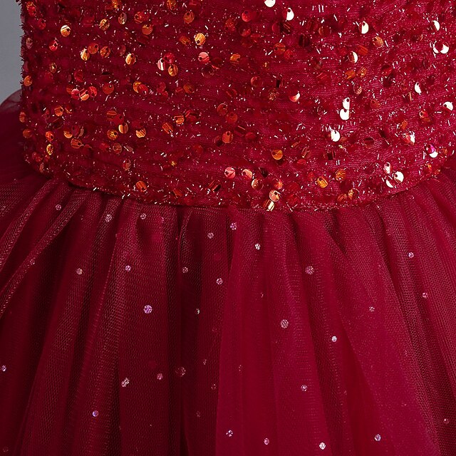 Sequin Color Kids Sleeveless Party Dress Girls' Solid