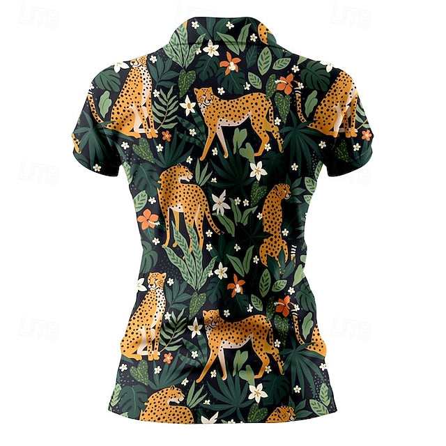 Women's Animal Tennis Shirt Short Sleeves Print UPF50+