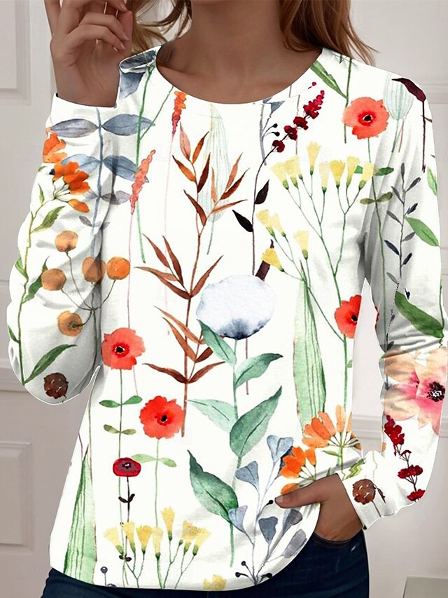 Women's T Shirt Print Floral Graphic Gradient Elegant