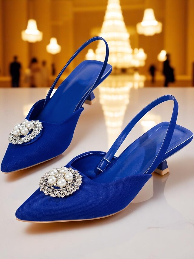Blue Pearl Women's Slingback Satin with and Pumps