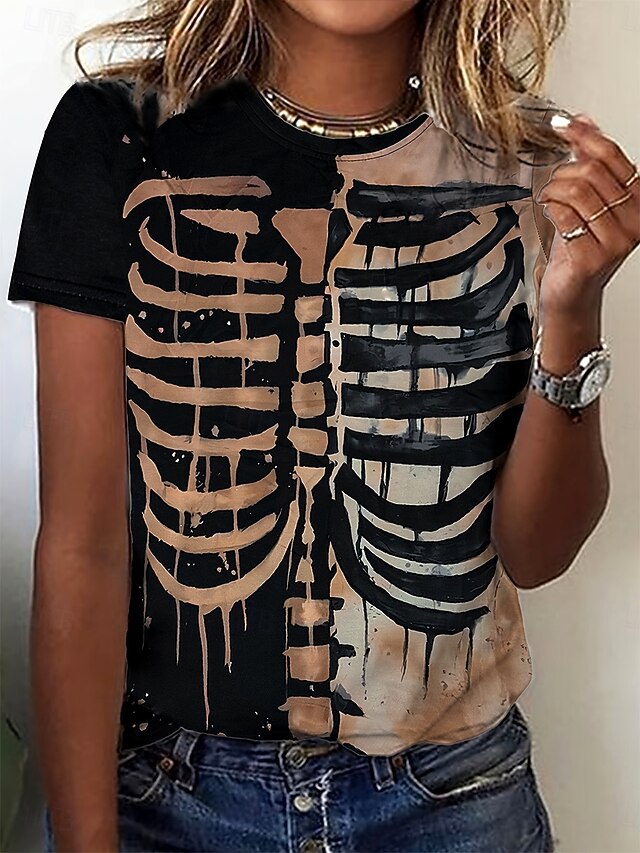Women's T Shirt Skulls Graphic Skeleton Vintage Stylish
