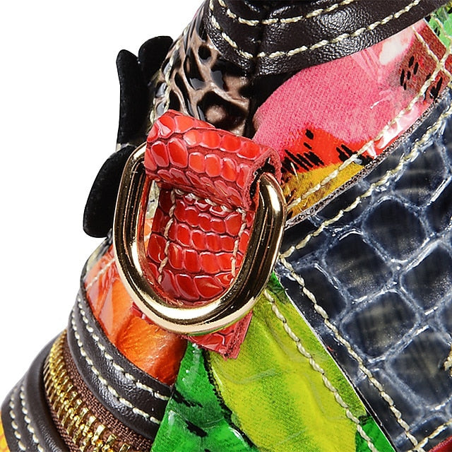 Bag Bohemian Shoulder - Women's Leather Patchwork Colorful