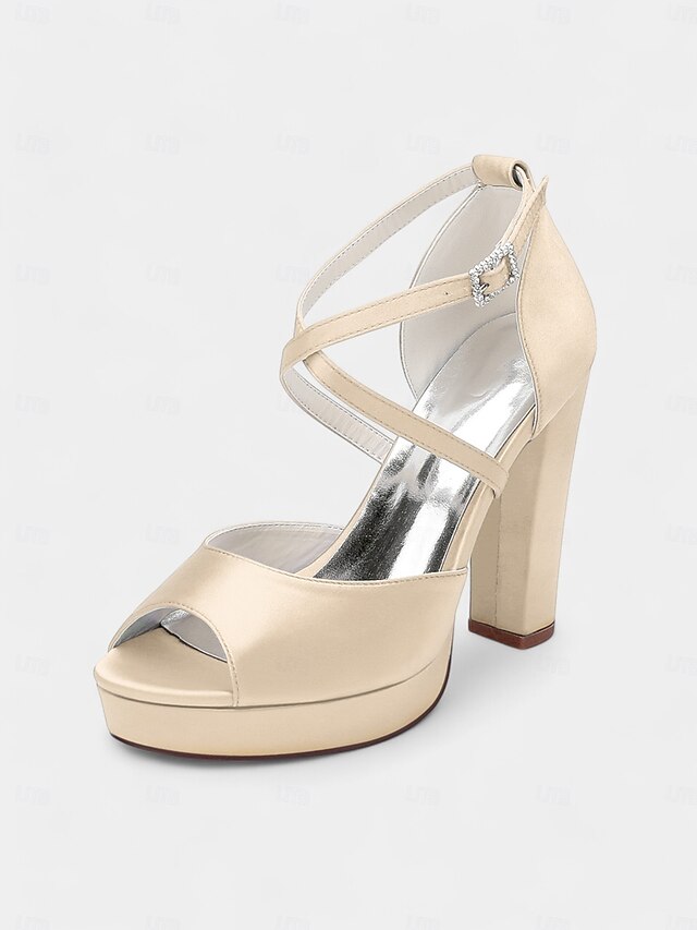 Satin High Heel and with Peep Women's Toe Platform Sandals