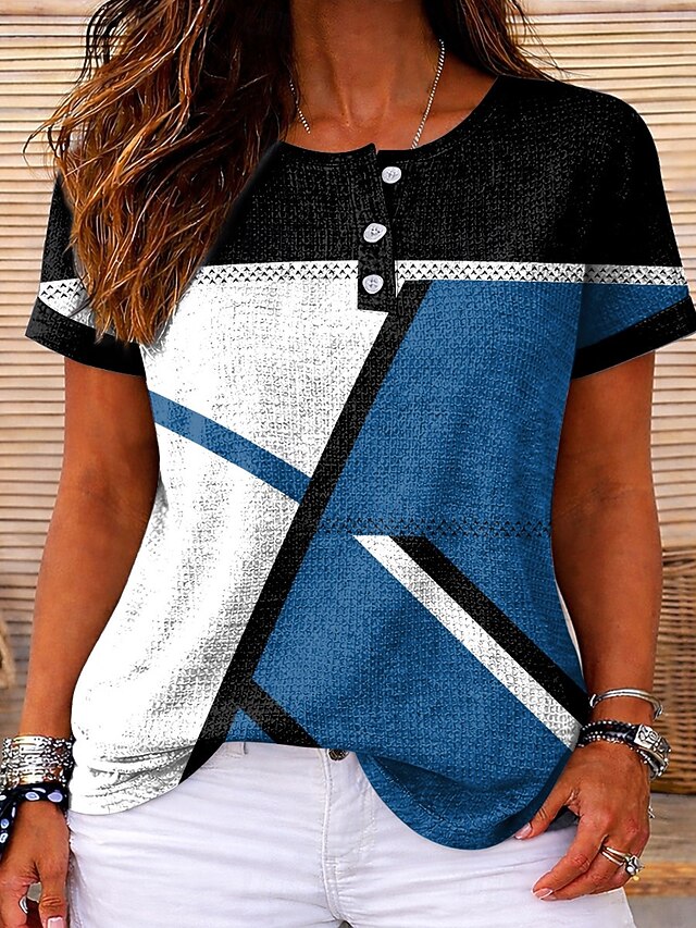 Women's Textured Knit Tops T Shirt Color Block Ombre
