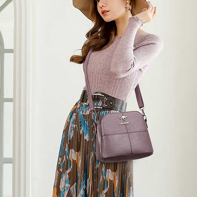 Minimalist Red Women's Leather Small – Faux Bag Crossbody