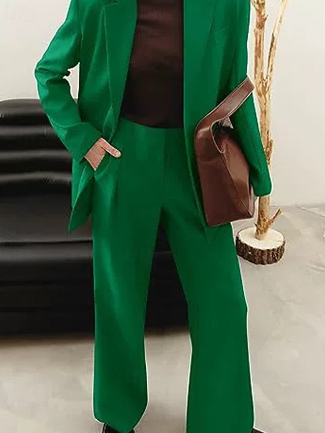 Women's Pants Sets Blazer Suits Long Sleeve Shirt Collar