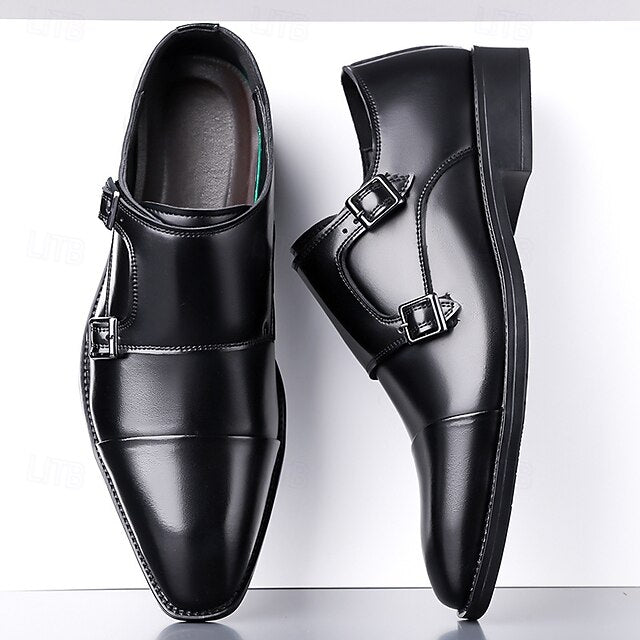 Men's Strap Elegant Double Leather Shoes – Monk