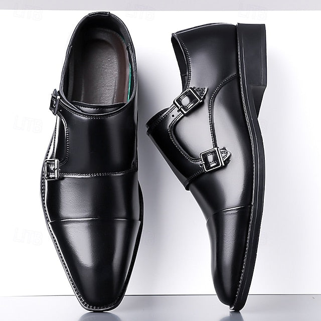 – Elegant Monk Men's Strap Double Leather Shoes