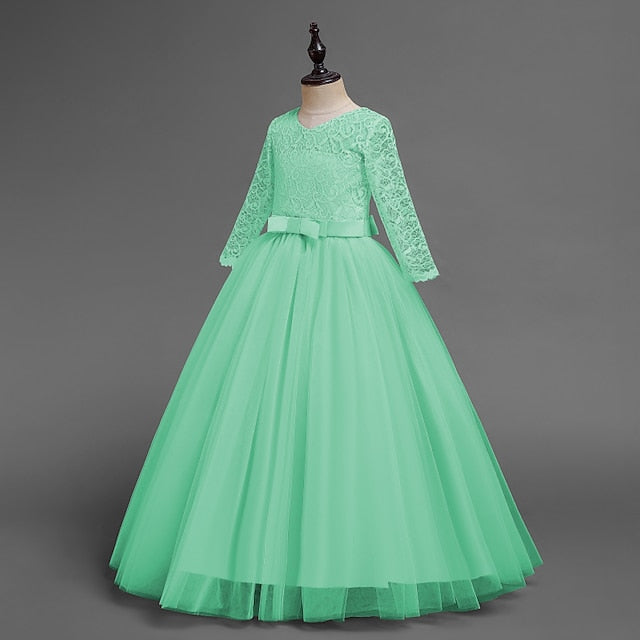 Flower Wedding Dress Girls' Half Sleeve Kids Girl