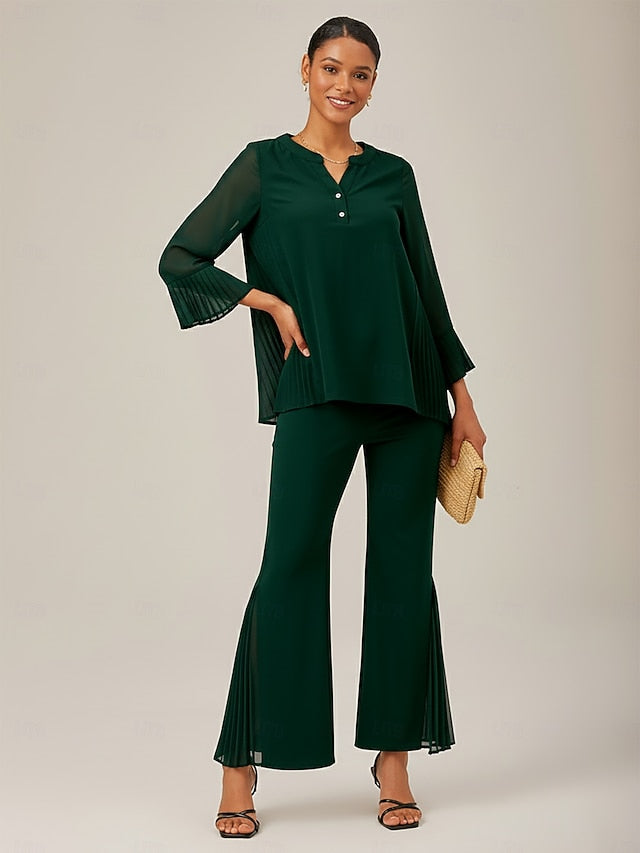 Women's Contrast Design Pleated TENCEL Roma Top Curved Hem