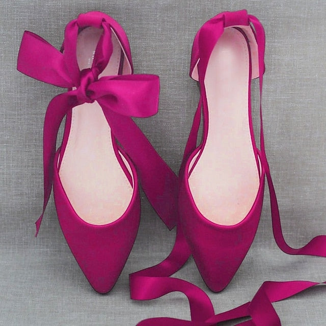 Women's Ballet – Tie Ribbon Flats Comfortable Satin