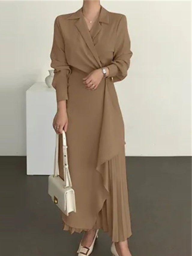 Women's Casual Dress Maxi long Dress Pleated Daily Elegant