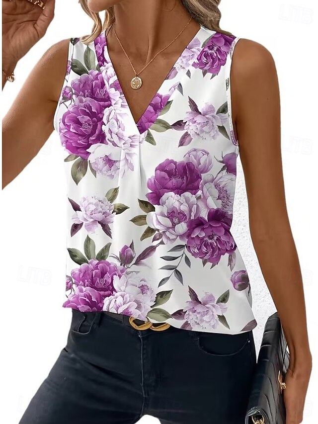 Women's Tank Top Floral Graphic Plants Elegant Vintage