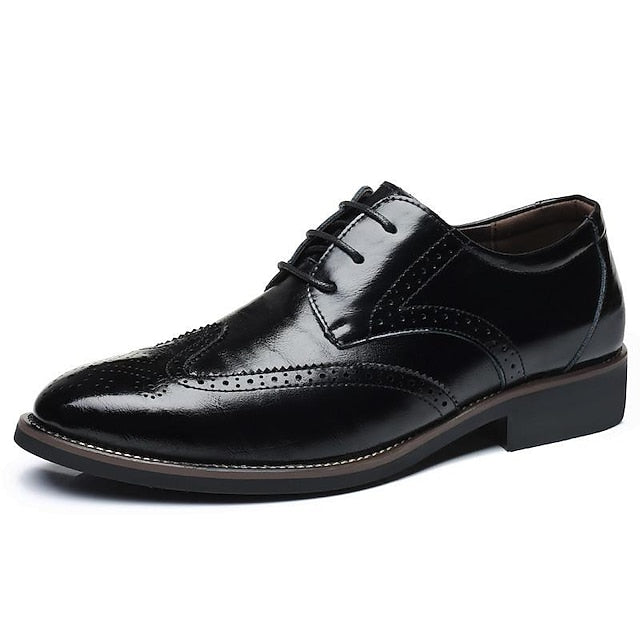 Shoes Blue Brogue with Faux Oxford Men's Classic Leather