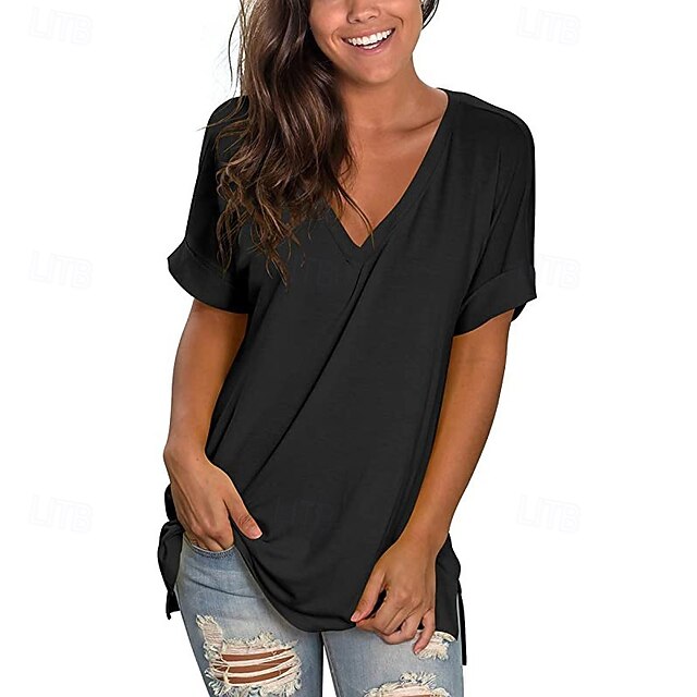 Women's T Shirt Tee Top Solid Color Graphic Plain Fashion