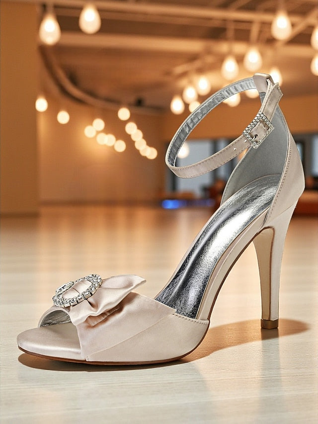 High Rhinestone Satin Purple with Heel Women's Sandals