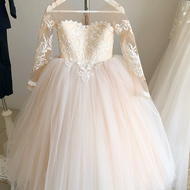 Color Long Girls' Girl Dress Party Flower Kids Solid