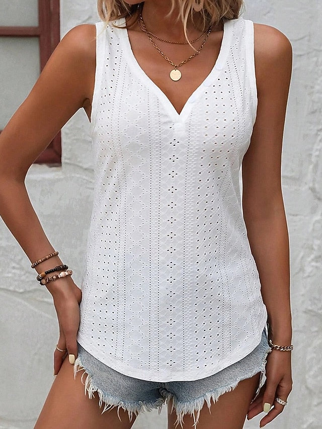 Women's Blouse Eyelet top Lace Tops Plain Daily Stylish