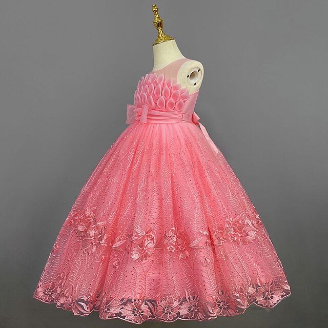 Kids Flower Girls' Girl Colored Solid Dress