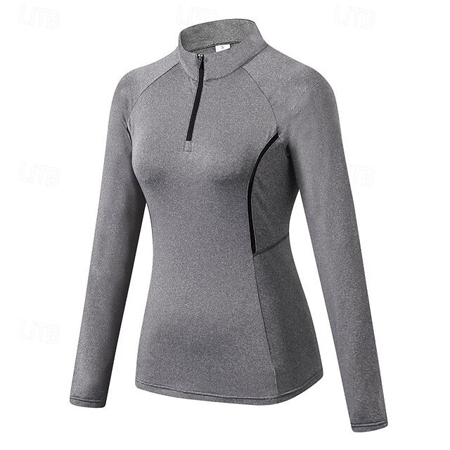 Women's Workout Shirt Yoga Top Stand Collar Quick Dry
