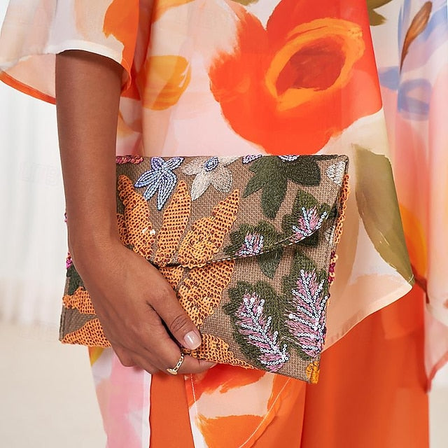 Clutch Women's Embroidered Handheld Floral - Bag Evening