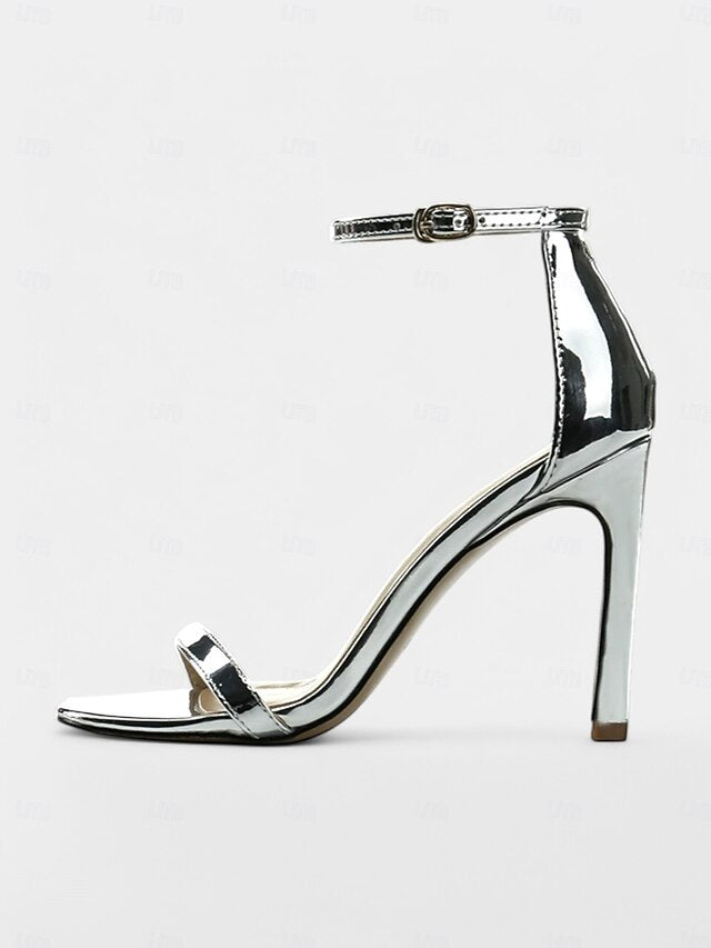 Open-Toe Sandals Ankle Strap for Stiletto Women - Black Elegant