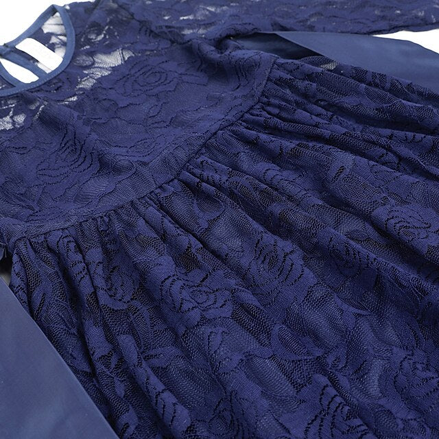 Long Girls' Colored Dress Girl Flower Solid Kids