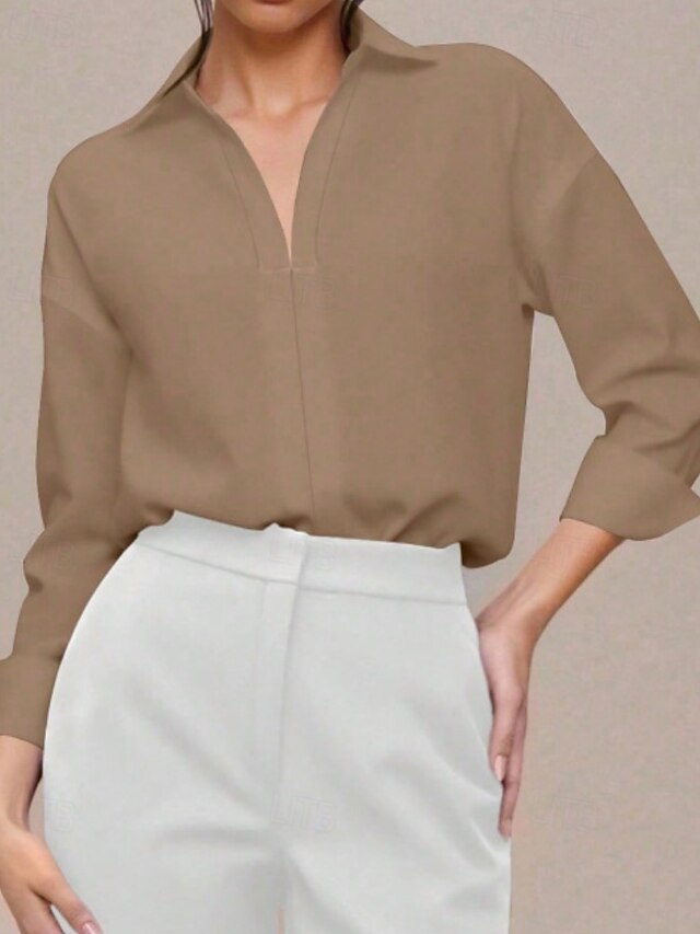 Women's Shirt Blouse Plain Stylish Basic Casual Long Sleeve