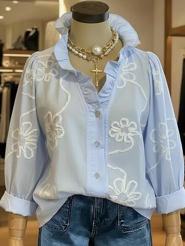 Women's Shirt Solid Color Elegant Bohemia Vacation Puff