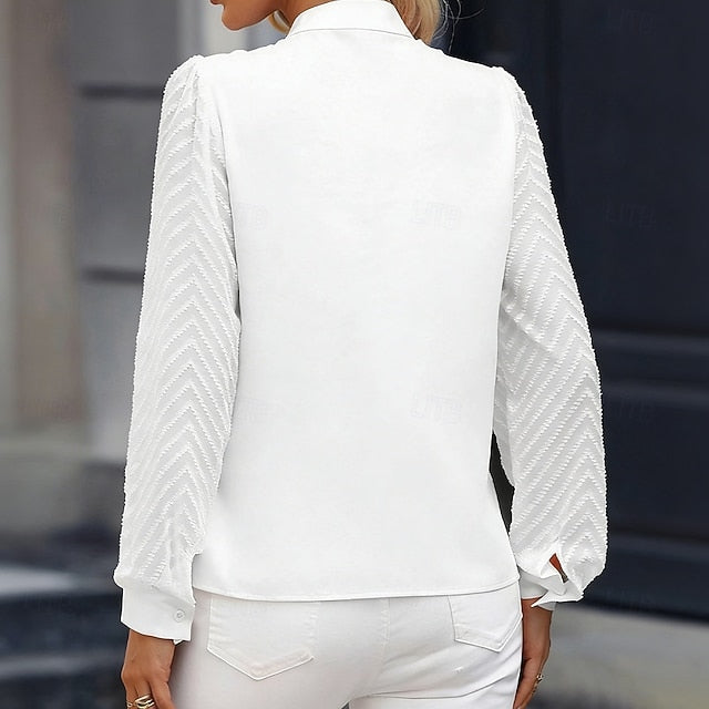 Women's Dress Shirt Button Up Shirt Blouse Patchwork