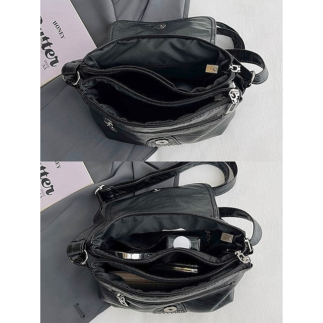 with Brown Studded Bag Leather Crossbody Faux Women's