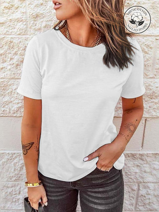 Women's T Shirt Solid Color Plain Vintage Basic Classic
