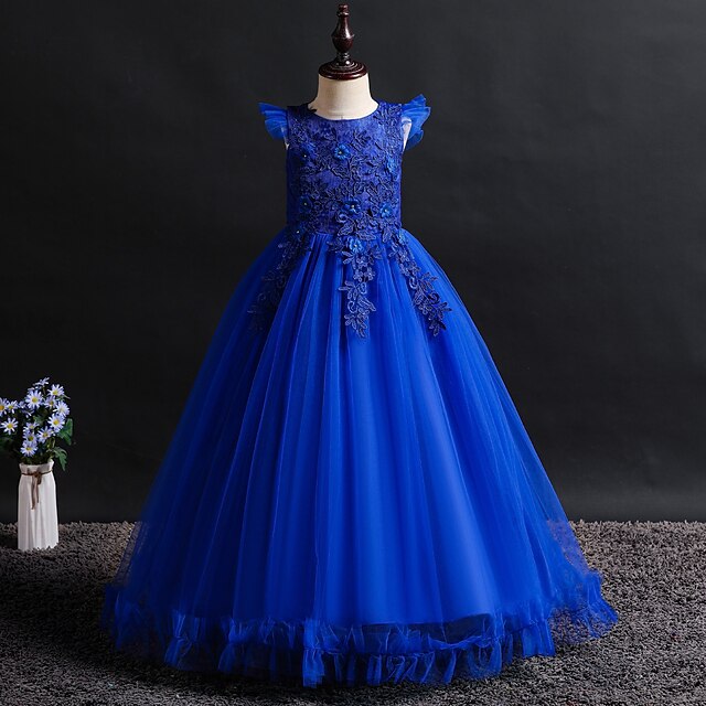 Girl Sleeveless Jacquard Flower Dress Kids Girls'