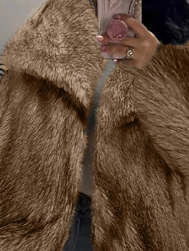 Faux Leathers Coat Comfortable Fur Women's Warm Furs