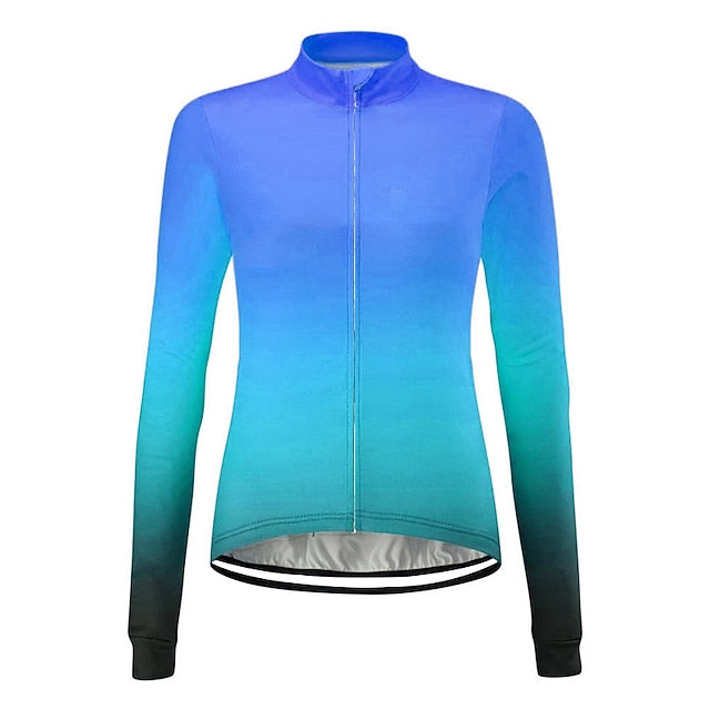 Women's Cycling Jersey Solid Color Gradient Patterned Long