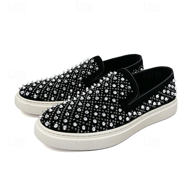 with Men's Elegant Black Pearl - Detailing Shoes Slip-On