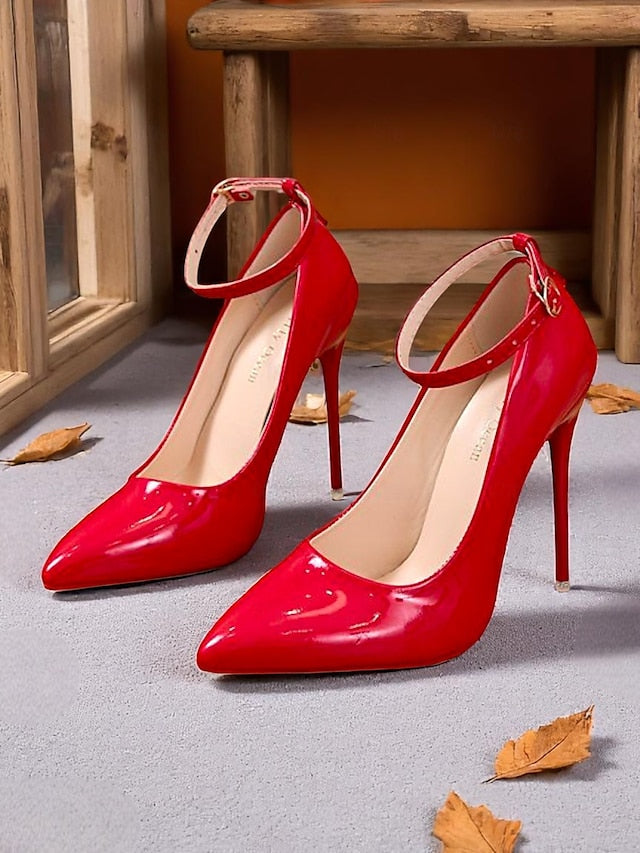 Ankle Women's Leather with Heels Stiletto Patent Black