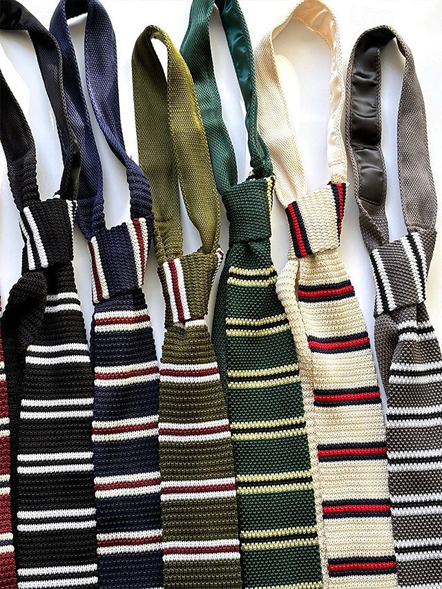 Christmas Stripe Men's Neck Woven - Stylish Knit Tie