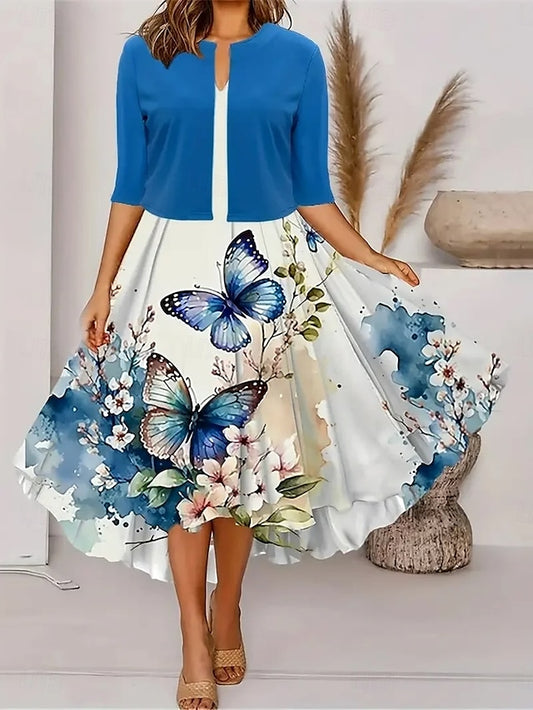 Women's Two Piece Dress Sets Midi Dress with Jacket Elegant