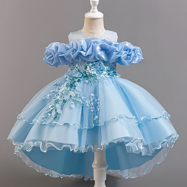 Flower Kids Dress Party Sleeve Floral Wedding Short Girls'