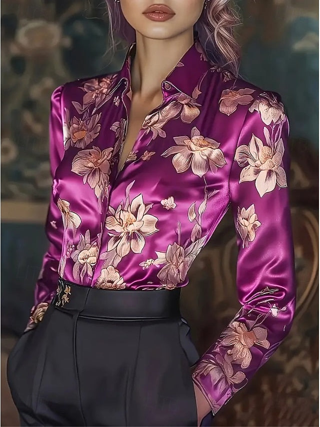 Women's Work Shirt Floral Graphic Elegant Stylish Casual