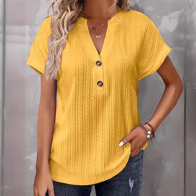 Women's Blouse Buttons Solid Color Stylish Classic Casual